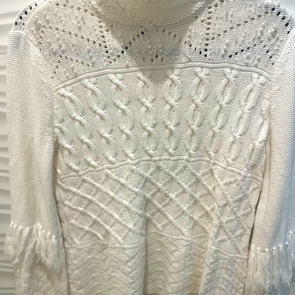 Pearl and fringe sweater